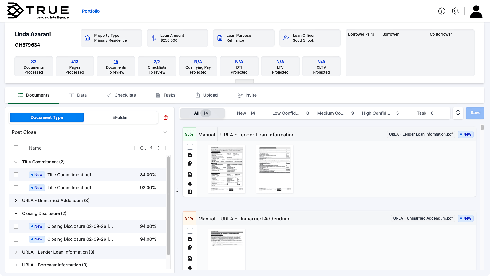 Post Close Step 1 Application Screenshot